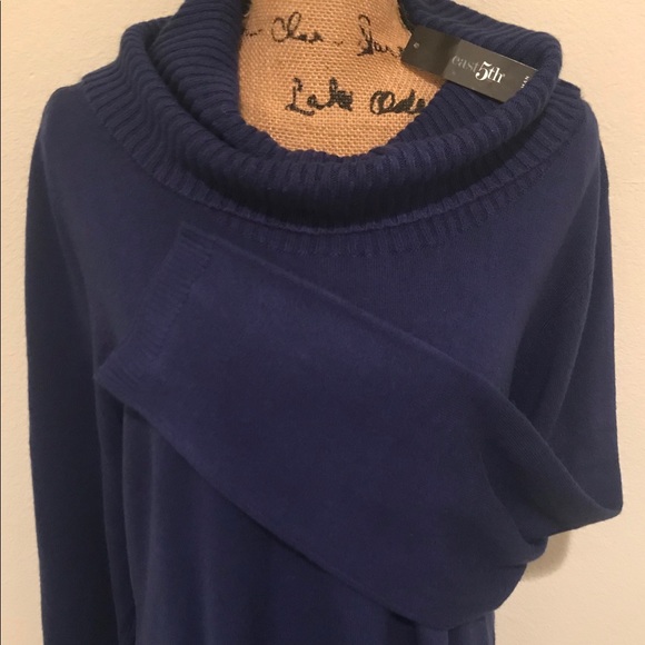 East 5th Sweaters - East 5th Woman Sapphire Blue Long Sleeve Cowl Neck Sweater Size 1X